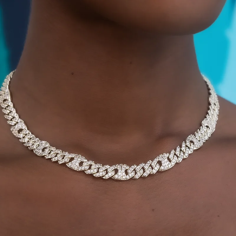 Shop Classic Women's Necklaces & Pendants with a Modern Twist-Iced Mariner Cuban Necklace in Yellow Gold- 9mm Shop Classic Women's Necklaces & Pendants with a Modern Twist-Iced Mariner Cuban Necklace in Yellow Gold- 9mm