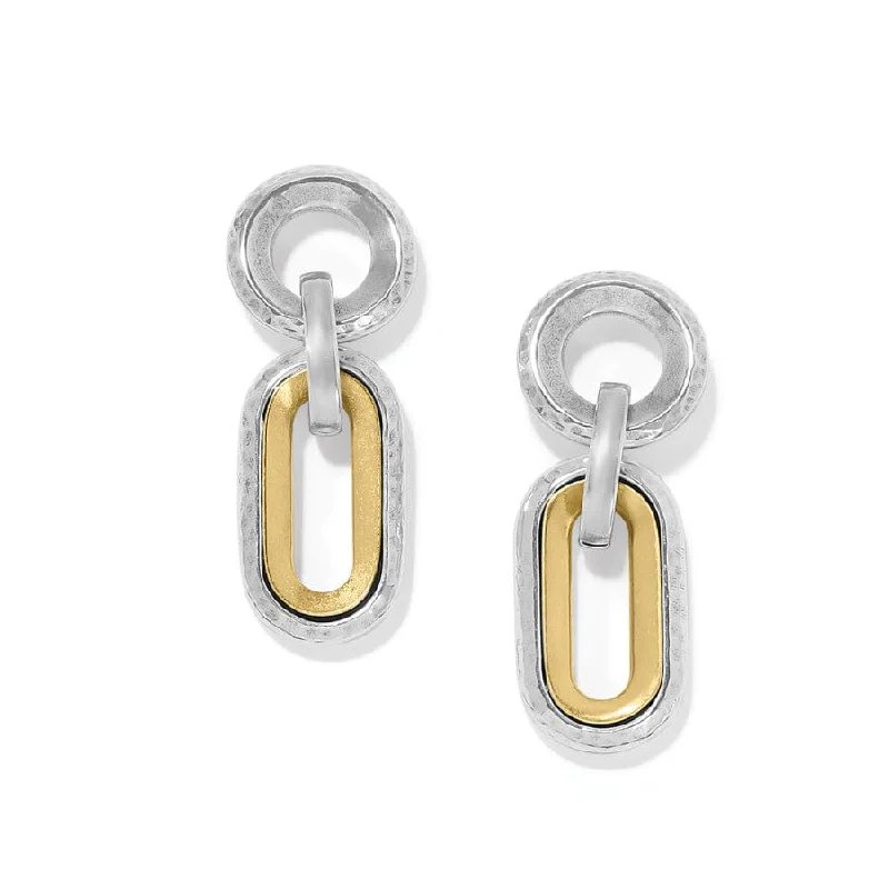 Women's Earrings – Elegant Designs for Every Personality--Medici Two Tone Link Post Drop Earrings Women's Earrings – Elegant Designs for Every Personality--Medici Two Tone Link Post Drop Earrings