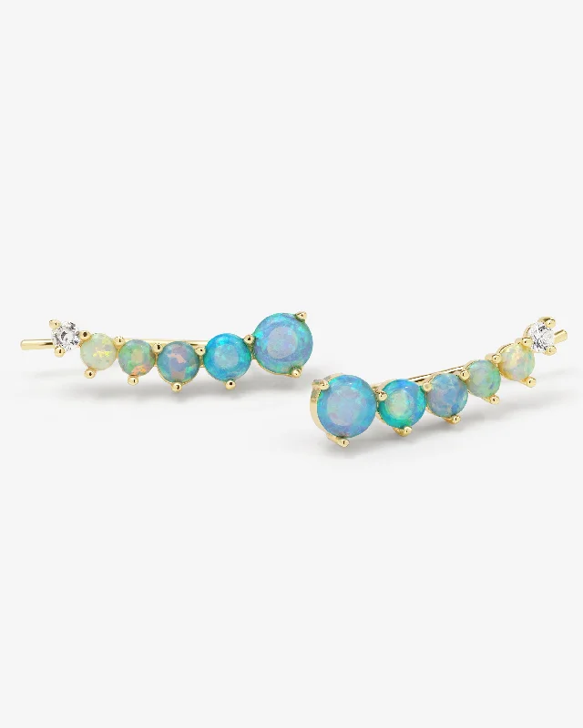 Women's Earrings – Elegant Designs for Every Personality--Not Your Basic Ombré Ear Crawler - Gold|Blue Opal Ombré