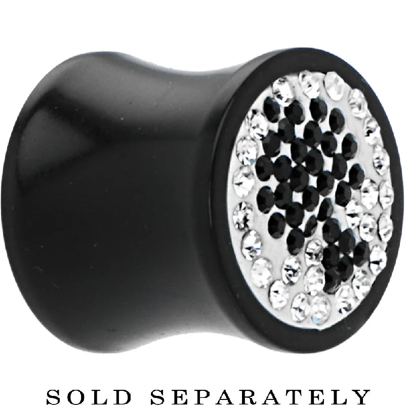 Women's Earrings – Elegant Designs for Every Personality--1/2 Gauge Crystal Black Spade Saddle Plug