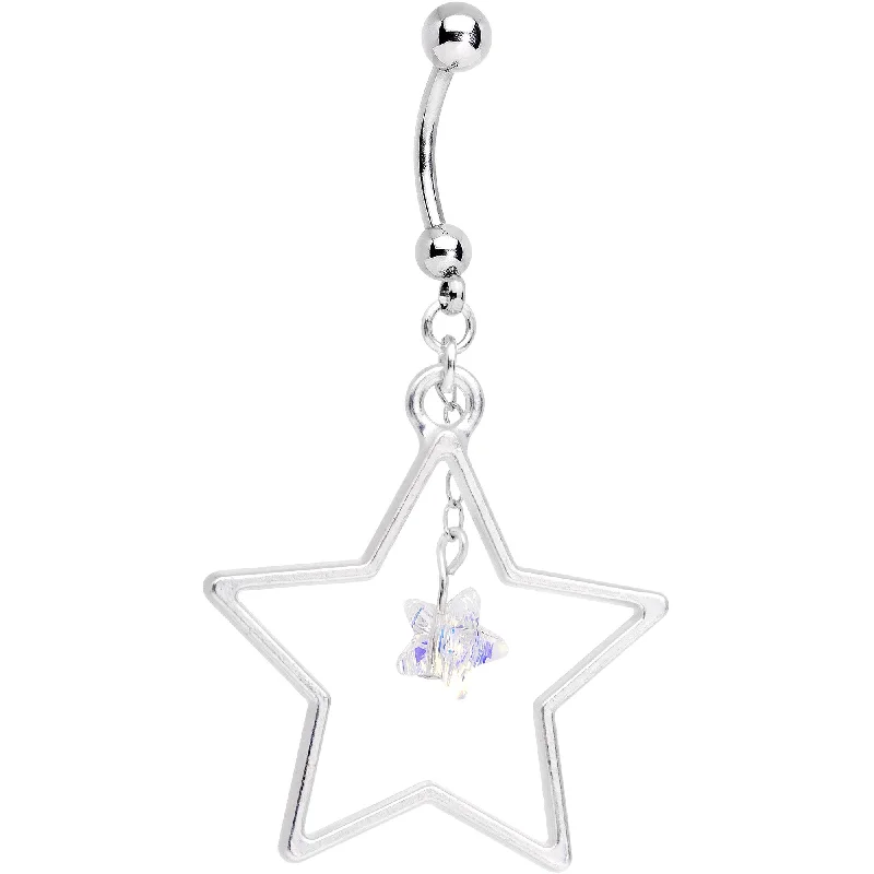 Designer Belly Rings with Timeless Appeal -Handmade Starlight Dangle Belly Ring Created with Crystals Designer Belly Rings with Timeless Appeal -Handmade Starlight Dangle Belly Ring Created with Crystals
