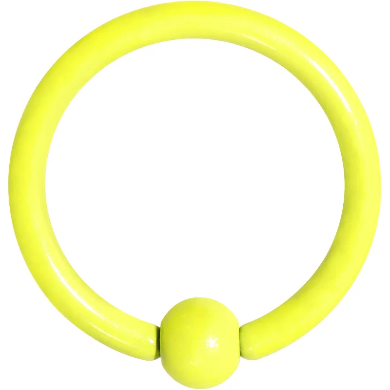 Women's Earrings – Elegant Designs for Every Personality--16 Gauge 3/8 Yellow Acrylic Over Steel Captive Ring