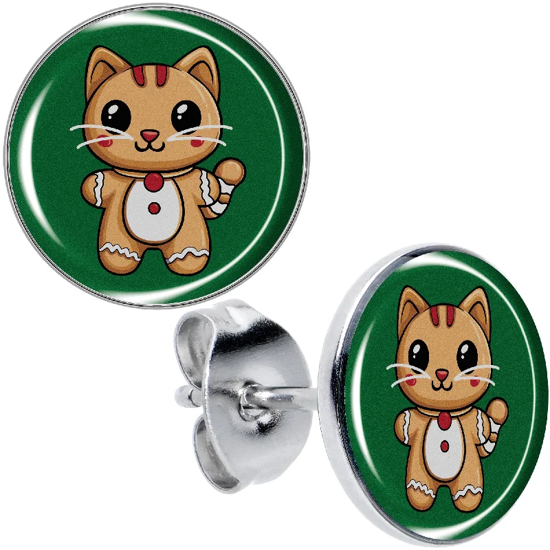 Women's Earrings – Elegant Designs for Every Personality--Christmas Holiday Gingerbrread Kitty Cat Stud Earrings Women's Earrings – Elegant Designs for Every Personality--Christmas Holiday Gingerbrread Kitty Cat Stud Earrings
