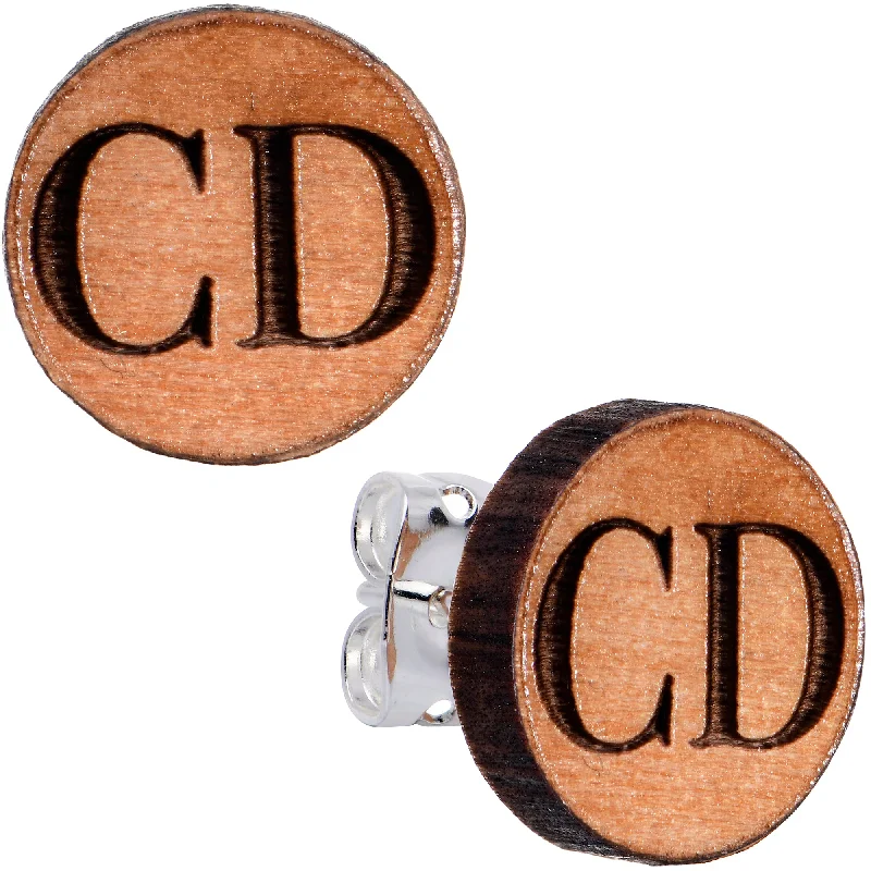 Women's Earrings – Elegant Designs for Every Personality--Custom No 1 Earrings Wood Initial Personalized Stud Earrings