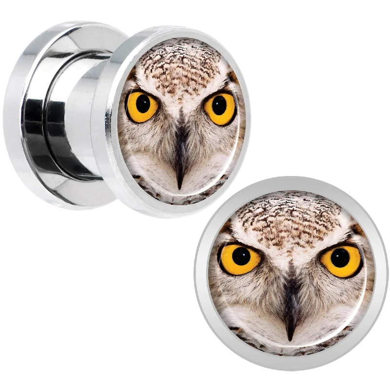 Women's Earrings – Elegant Designs for Every Personality--Full Color Owl Steel Screw Fit Plug Set 0 Gauge Women's Earrings – Elegant Designs for Every Personality--Full Color Owl Steel Screw Fit Plug Set 0 Gauge