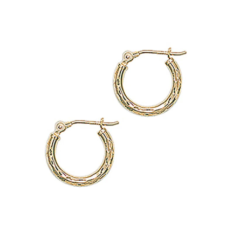 Women's Earrings – Elegant Designs for Every Personality--Solid 14KT Yellow Gold 9/16 Inch Twist Pattern Hoop Earrings