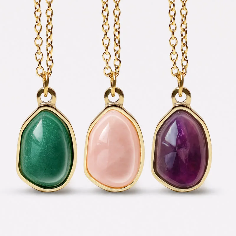 Shop Classic Women's  Necklaces & Pendants with a Modern Twist-Buddha Stones Natural Green Aventurine Amethyst Rose Quartz Blessing Necklace Pendant