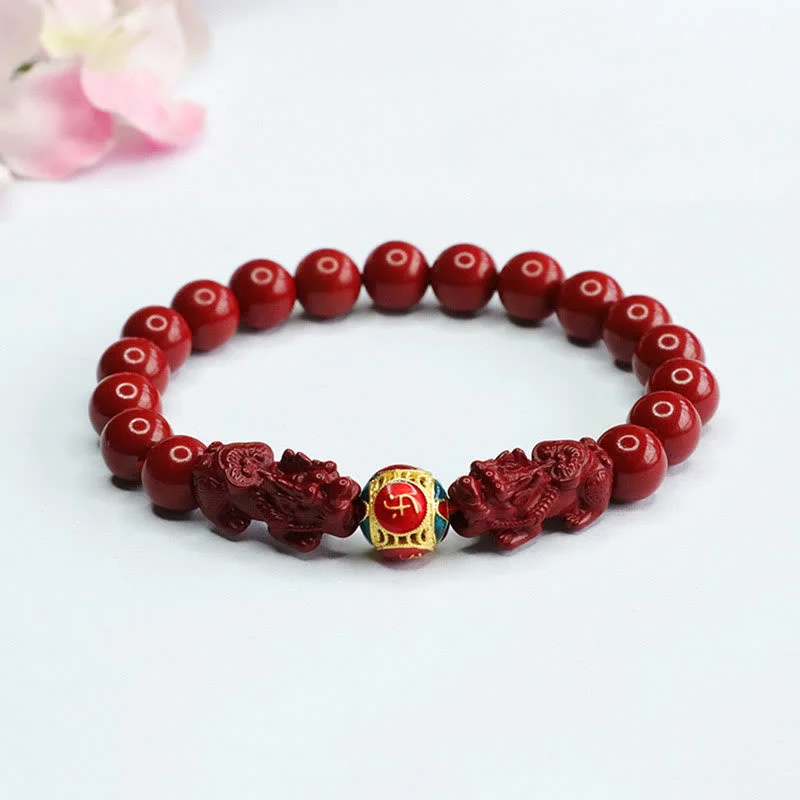 Stylish Bracelets for Men with Unique Charms-Buddha Stones Cinnabar Double PIXIU Keep Away Evil Spirits Bracelet Stylish Bracelets for Men with Unique Charms-Buddha Stones Cinnabar Double PIXIU Keep Away Evil Spirits Bracelet