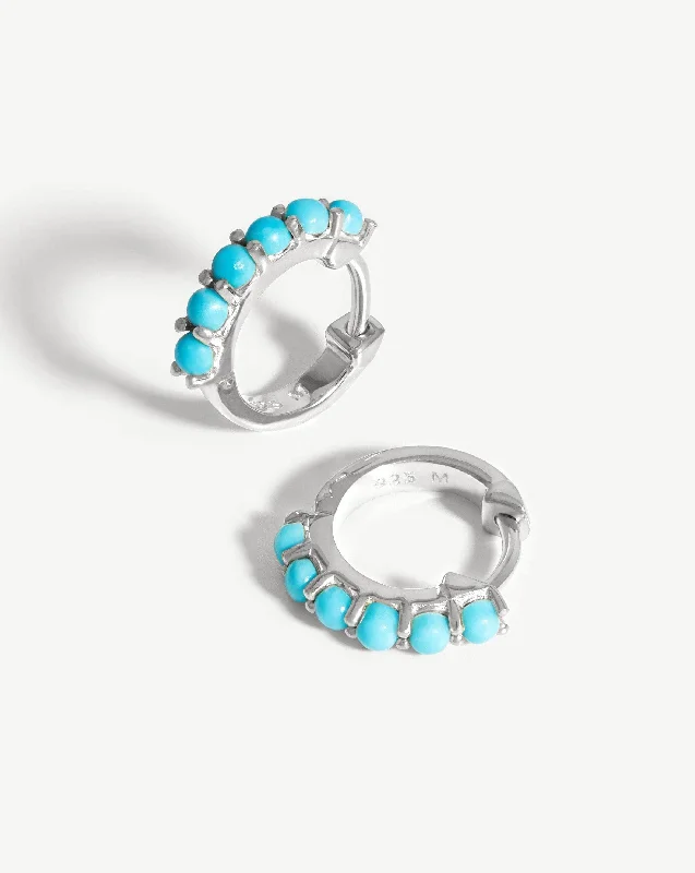 Women's Earrings – Elegant Designs for Every Personality--Gemstone Huggies | Sterling Silver/Turquoise