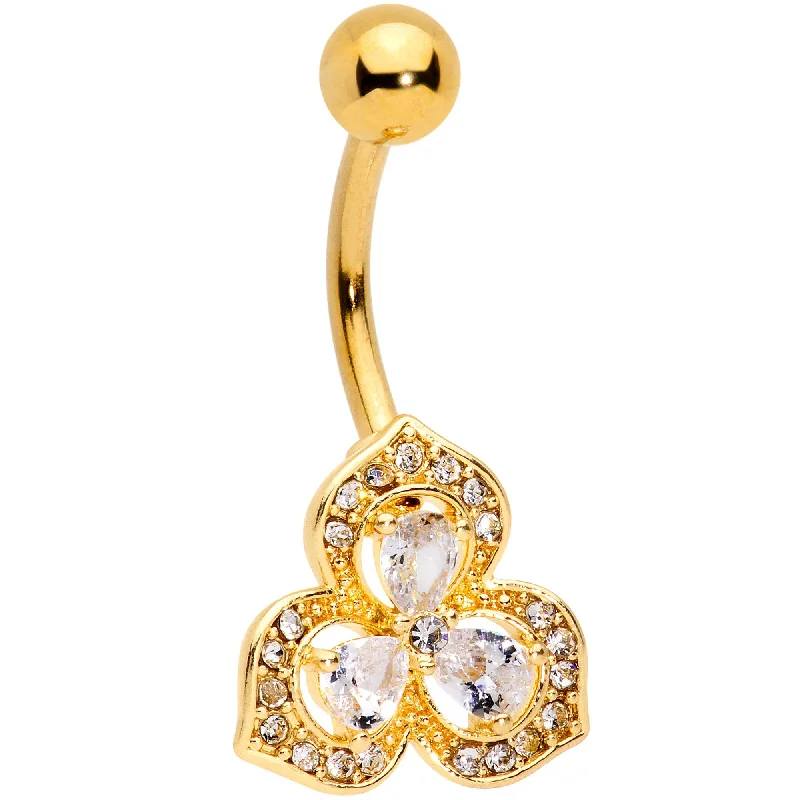 Beautiful Belly Rings for Glamorous Touch -Clear Gems Gold Tone Art Deco Luxe Glamour Leaves Dangle Belly Ring Beautiful Belly Rings for Glamorous Touch -Clear Gems Gold Tone Art Deco Luxe Glamour Leaves Dangle Belly Ring