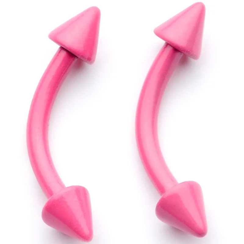 Gorgeous Lip Rings for Stunning Looks16 Gauge 5/16 Pink Glow in the Dark Cone End Curved Barbell Set of 2 Gorgeous Lip Rings for Stunning Looks16 Gauge 5/16 Pink Glow in the Dark Cone End Curved Barbell Set of 2