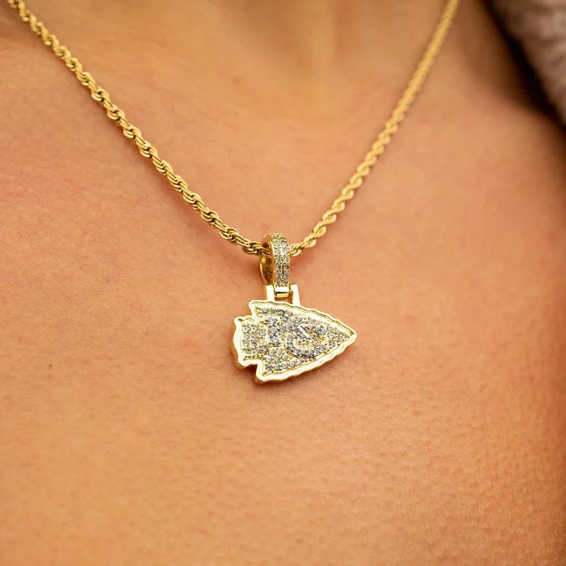 Shop Classic Women's  Necklaces & Pendants with a Modern Twist-Kansas City Chiefs Official NFL Micro Logo Pendant - Yellow Gold
