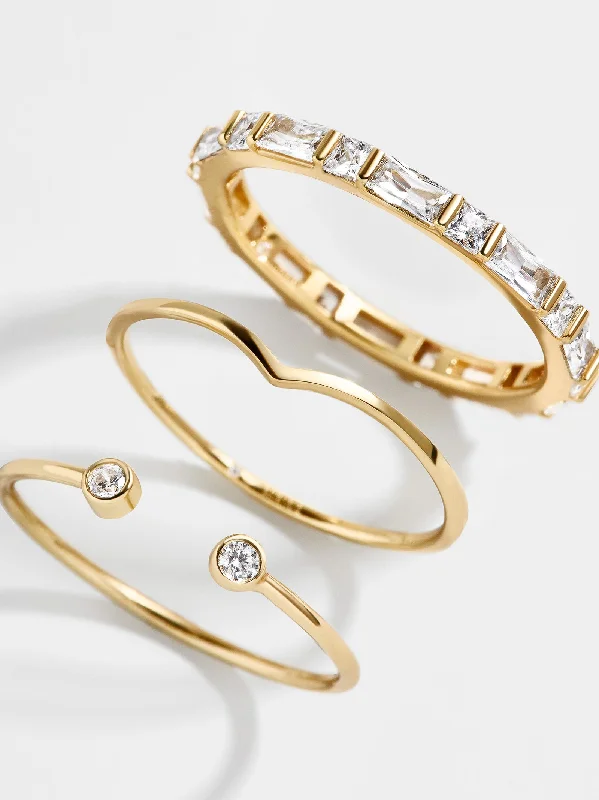 Chic Women's Rings for Fashion-Forward Looks-Mariah 18K Gold Ring Set - Gold