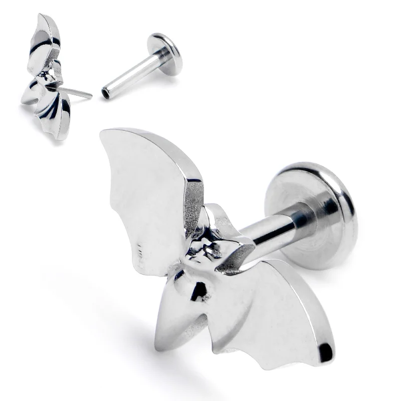 Modern Lip Rings for Fashion Lovers16 Gauge 1/4 G23 Titanium Bat Threadless Push In Labret Tragus