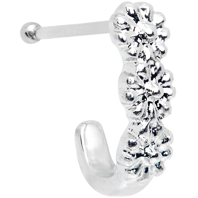 Nose Rings with No-Clasp Style -20 Gauge 3/8 Steel Daisy Chain Flower Faux Hoop Nose Bone Nose Rings with No-Clasp Style -20 Gauge 3/8 Steel Daisy Chain Flower Faux Hoop Nose Bone