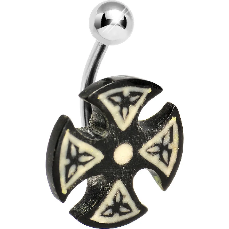 Comfortable Belly Rings for Statement Fashion -Black and White Celtic Iron Cross Celtic Belly Ring Comfortable Belly Rings for Statement Fashion -Black and White Celtic Iron Cross Celtic Belly Ring