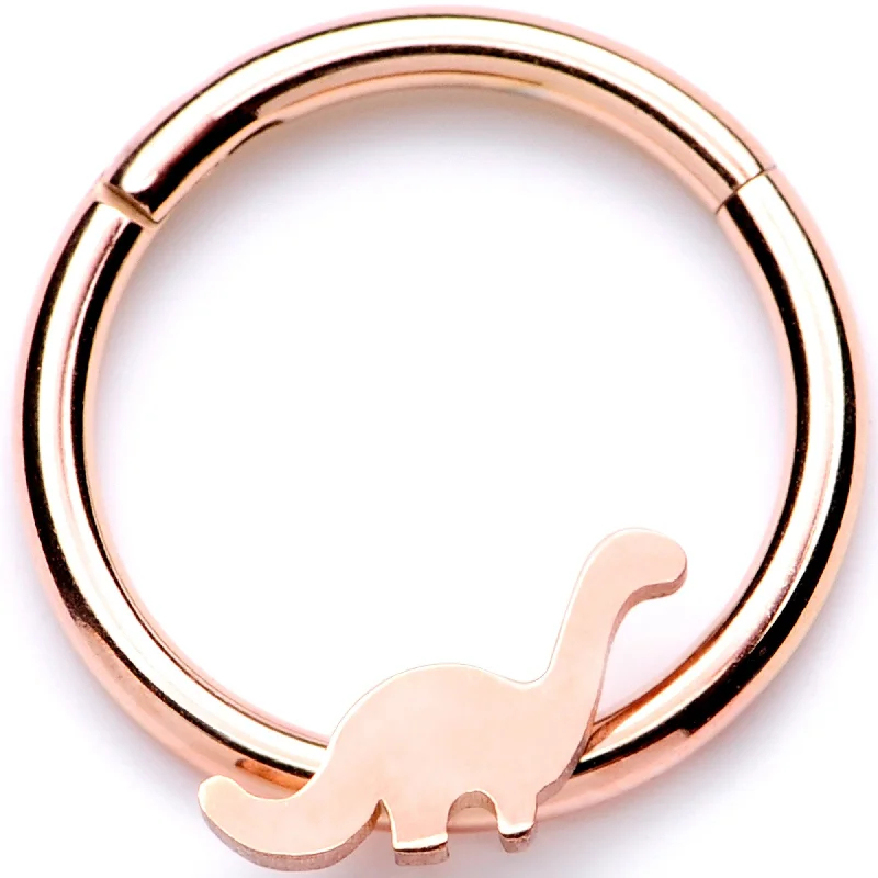 Lip Rings for Trendy Look16 Gauge 3/8 Rose Gold Tone Tiny Dinosaur Hinged Segment Ring