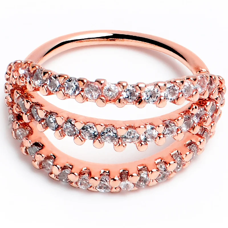 Affordable Nose Rings for Every Budget -20 Gauge 5/16 Clear CZ Gem Rose Gold Tone Faux Triple Hoop Nose Hoop Affordable Nose Rings for Every Budget -20 Gauge 5/16 Clear CZ Gem Rose Gold Tone Faux Triple Hoop Nose Hoop