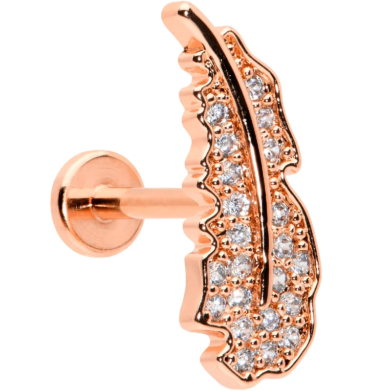Lip Rings for Modern Fashion16 Gauge 5/16 Clear CZ Rosy Hue Feather Internal Thread Labret Tragus Lip Rings for Modern Fashion16 Gauge 5/16 Clear CZ Rosy Hue Feather Internal Thread Labret Tragus