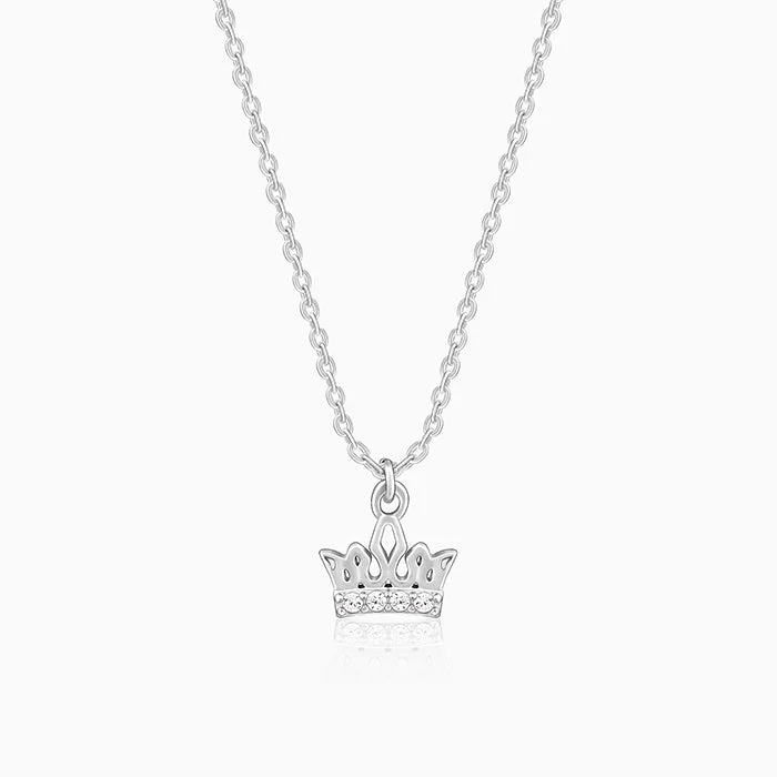 Shop Classic Women's Necklaces & Pendants with a Modern Twist-Silver Crown Delight Pendant With Link Chain Shop Classic Women's Necklaces & Pendants with a Modern Twist-Silver Crown Delight Pendant With Link Chain