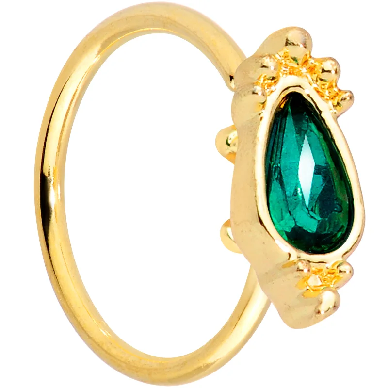 Nose Rings for Everyday Fashion -20 Gauge 5/16 Green Gem Gold Tone Teardrop Nose Hoop Nose Rings for Everyday Fashion -20 Gauge 5/16 Green Gem Gold Tone Teardrop Nose Hoop