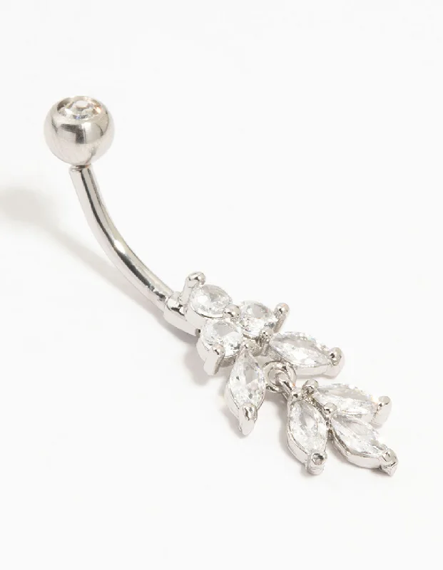 Stunning Belly Rings for Glamorous Fashion -Titanium Marquise Diamante Drop Belly Bar Stunning Belly Rings for Glamorous Fashion -Titanium Marquise Diamante Drop Belly Bar