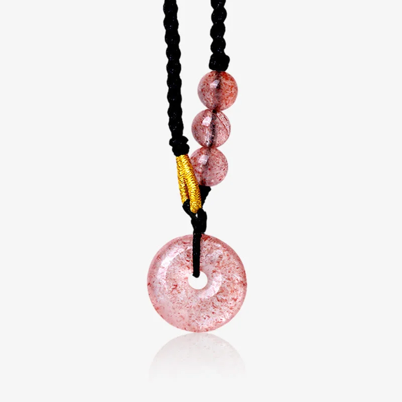 Shop Classic Women's Necklaces & Pendants with a Modern Twist-Buddha Stones Strawberry Quartz Chalcedony Peace Buckle Healing Necklace Pendant Shop Classic Women's Necklaces & Pendants with a Modern Twist-Buddha Stones Strawberry Quartz Chalcedony Peace Buckle Healing Necklace Pendant