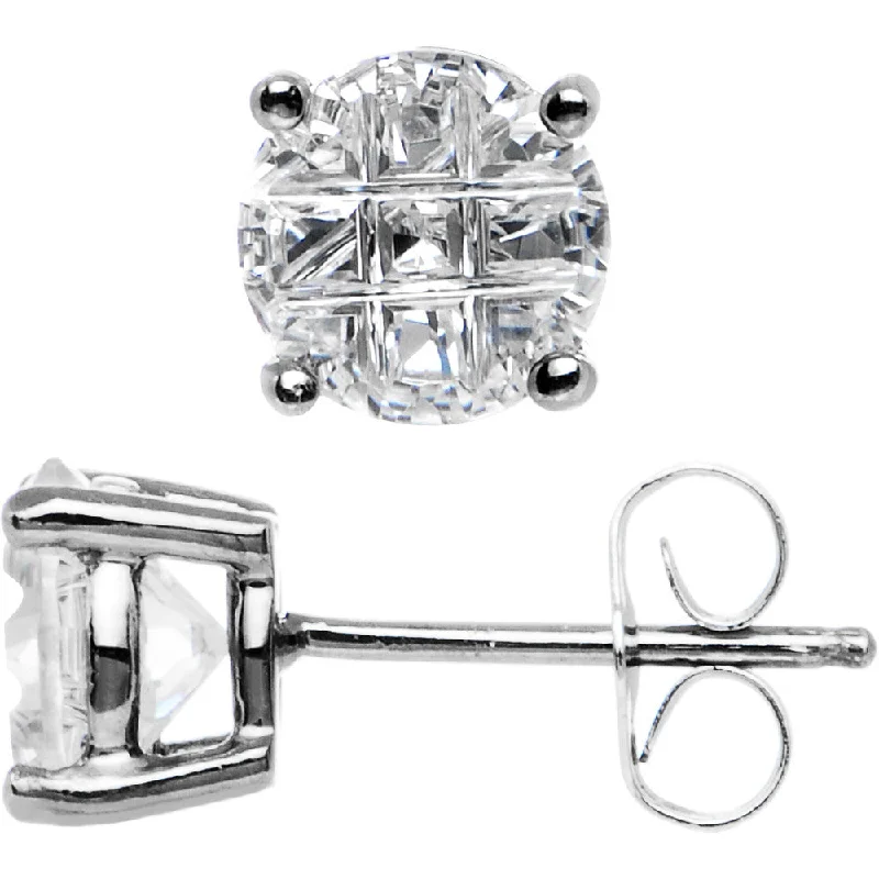 Women's Earrings – Elegant Designs for Every Personality--Sterling Silver .80 ct 9-Segment Cubic Zirconia Stud Earrings Women's Earrings – Elegant Designs for Every Personality--Sterling Silver .80 ct 9-Segment Cubic Zirconia Stud Earrings