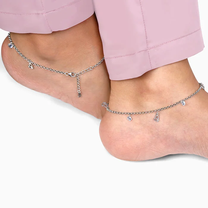 Beautiful Anklets for Special Moments-Oxidised Silver Popular Butterfly Anklet