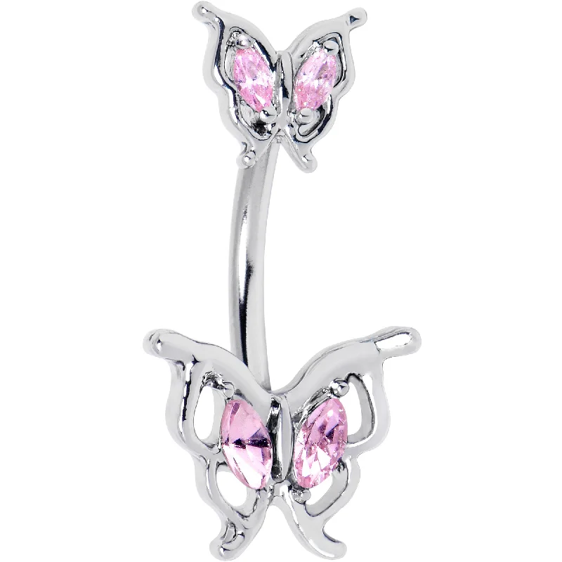 Comfortable Belly Rings for Everyday Fashion -Pink Gem Fancy Fab Butterfly Double Mount Belly Ring Comfortable Belly Rings for Everyday Fashion -Pink Gem Fancy Fab Butterfly Double Mount Belly Ring