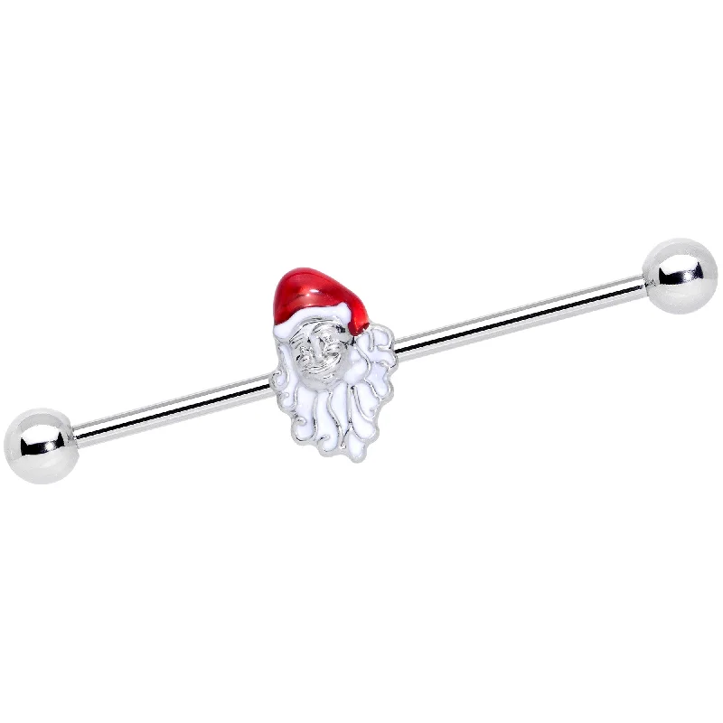 Women's Earrings – Elegant Designs for Every Personality--14 Gauge Red White Santa Christmas Industrial Barbell 38mm Women's Earrings – Elegant Designs for Every Personality--14 Gauge Red White Santa Christmas Industrial Barbell 38mm