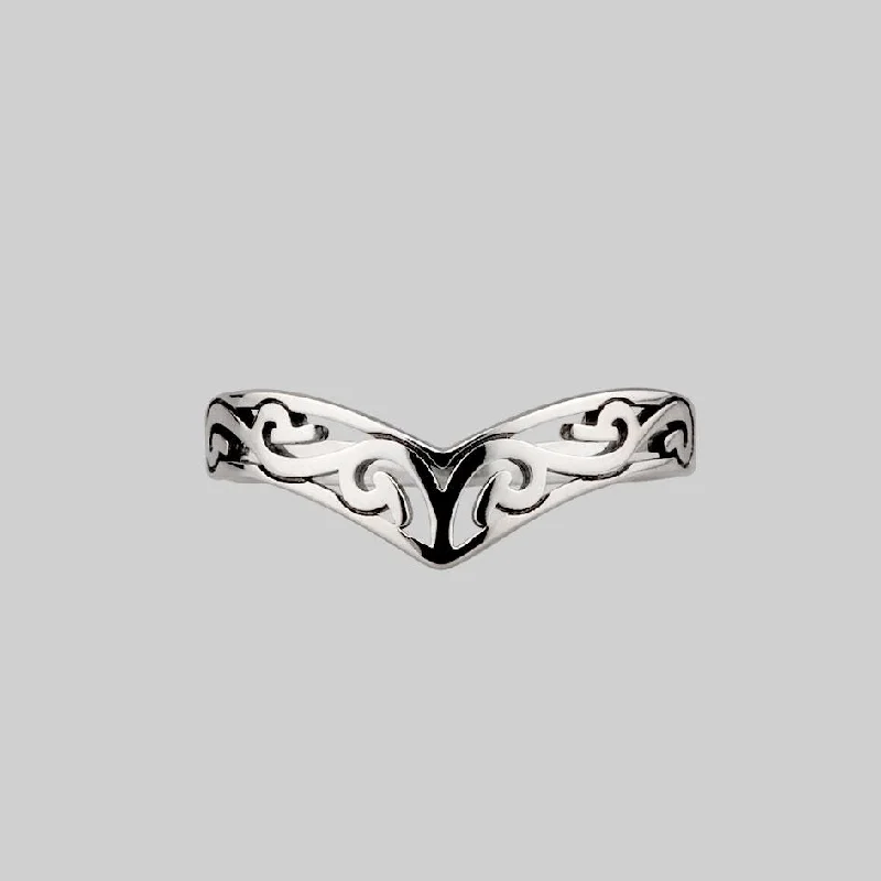 Chic Women's Rings for Fashion-Forward Looks-TRIBE. Silver Chevron Ring
