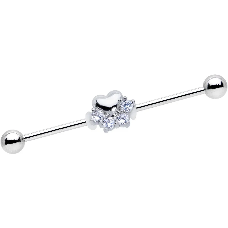 Women's Earrings – Elegant Designs for Every Personality--Clear CZ Gem Be My Valentine Heart Industrial Barbell 38mm Women's Earrings – Elegant Designs for Every Personality--Clear CZ Gem Be My Valentine Heart Industrial Barbell 38mm