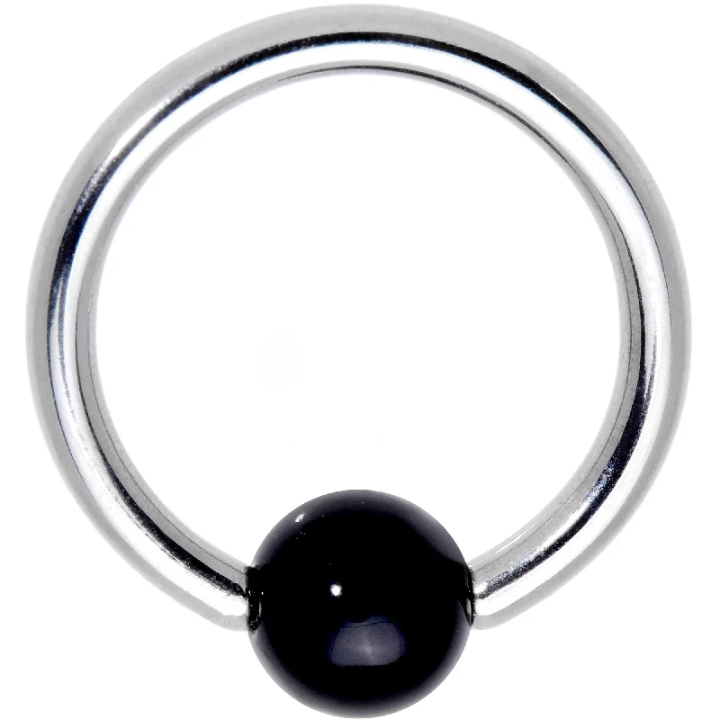 Lip Rings with Precious Gemstones14 Gauge 7/16 Black Ball BCR Captive Ring