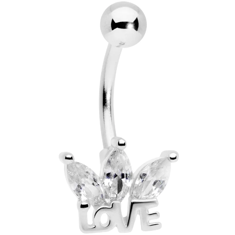 Comfortable Belly Rings with Adjustable Design -Clear Gem Crown of Love Belly Ring