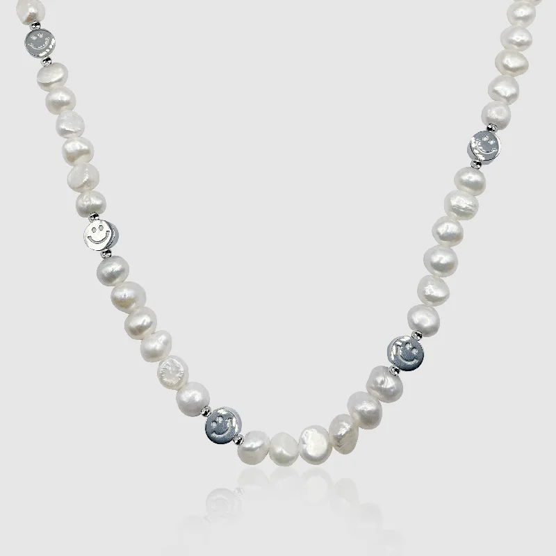 Exclusive Men's Necklaces & Pendants for the Modern Gentleman-Smiley Real Pearl Necklace (Silver) Exclusive Men's Necklaces & Pendants for the Modern Gentleman-Smiley Real Pearl Necklace (Silver)