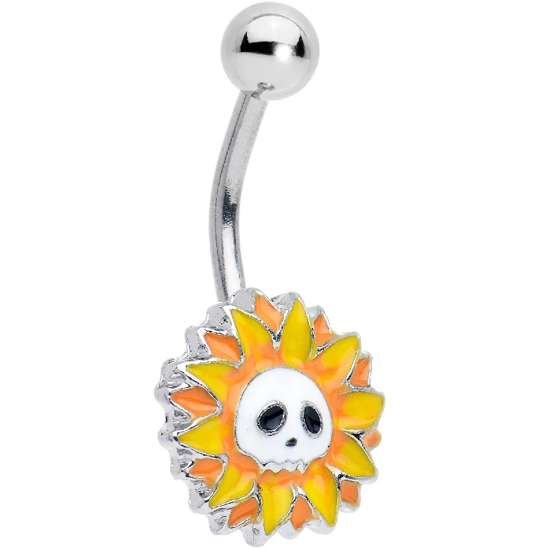 Stunning Belly Rings with Gemstone Details -Sunflower Skull Belly Ring
