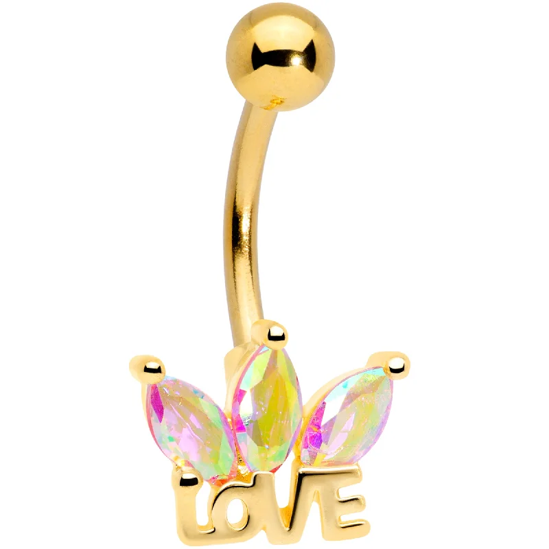 Stunning Belly Rings with Timeless Shine -Aurora Gem Gold Tone Crown of Love Belly Ring Stunning Belly Rings with Timeless Shine -Aurora Gem Gold Tone Crown of Love Belly Ring
