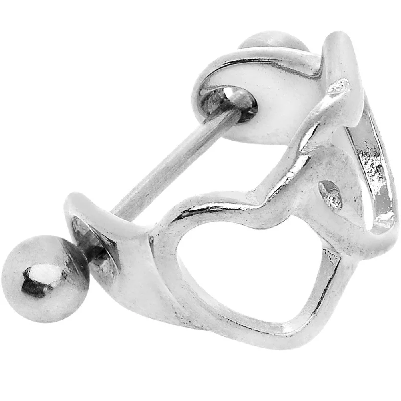 Women's Earrings – Elegant Designs for Every Personality--16 Gauge Stainless Steel Straight Barbell Hold Me Heart Cartilage Cuff