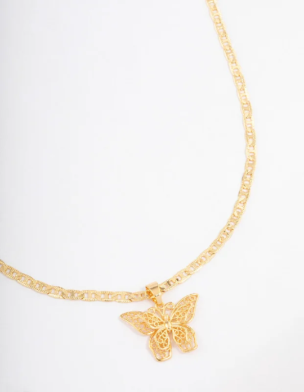 Shop Classic Women's  Necklaces & Pendants with a Modern Twist-Gold Plated Mariner Chain Butterfly Necklace