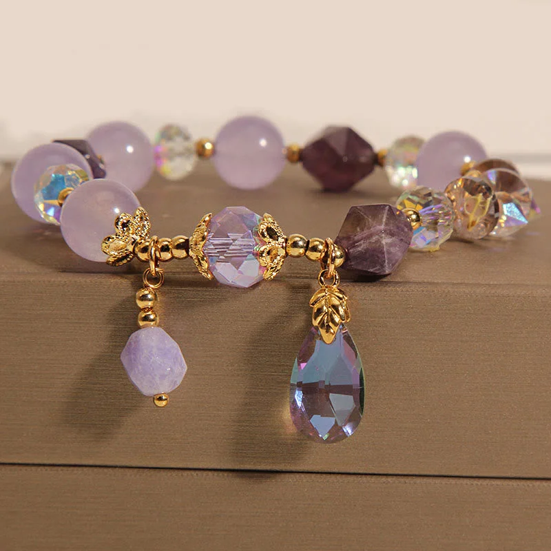Men's Bracelets with Durable Materials-Buddha Stones Amethyst White Crystal Drop Meditation Bracelet Men's Bracelets with Durable Materials-Buddha Stones Amethyst White Crystal Drop Meditation Bracelet