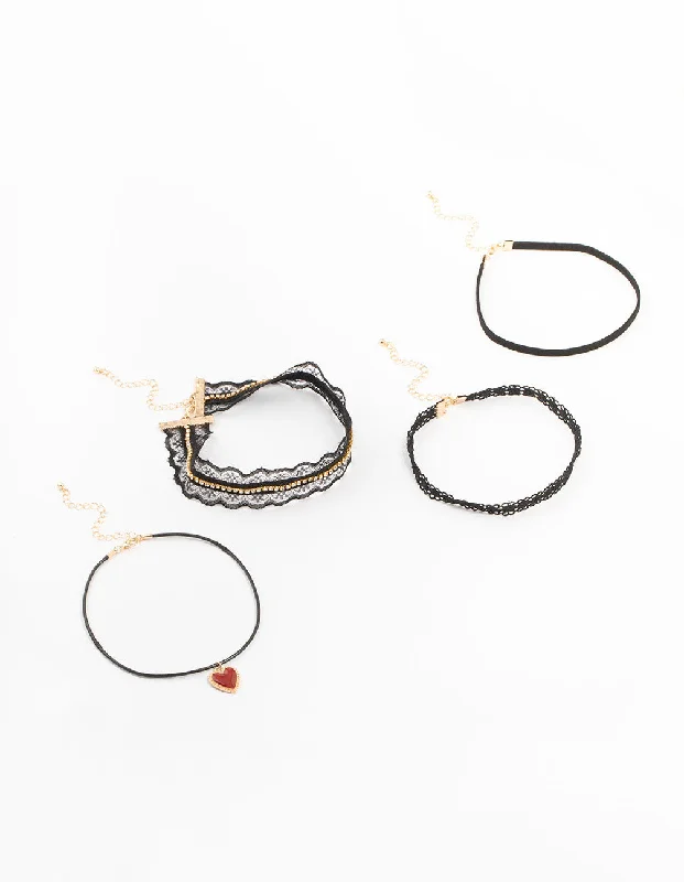 Shop Classic Women's Necklaces & Pendants with a Modern Twist-Fabric Choker Necklace 4-Pack Shop Classic Women's Necklaces & Pendants with a Modern Twist-Fabric Choker Necklace 4-Pack
