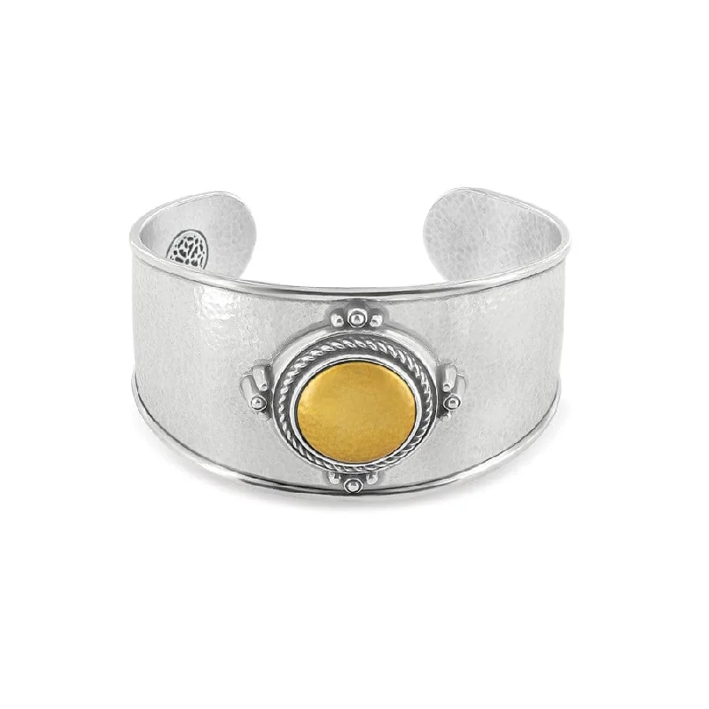 Silver Bangles for Women with Engraved Symbols-Monete Wide Cuff Bracelet