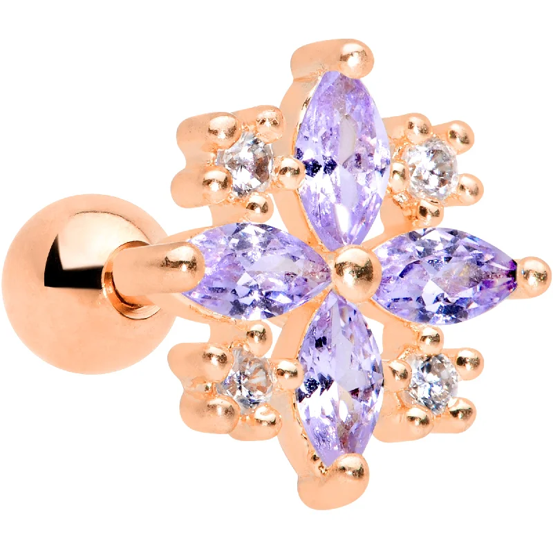 Women's Earrings – Elegant Designs for Every Personality--16 Gauge 1/4 Purple CZ Gem Rose Gold Tone Star Burst Cartilage Tragus Women's Earrings – Elegant Designs for Every Personality--16 Gauge 1/4 Purple CZ Gem Rose Gold Tone Star Burst Cartilage Tragus