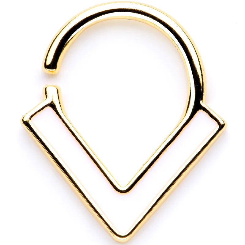 Twist Nose Rings -16 Gauge Gold Tone Anodized Flying V Seamless Circular Ring