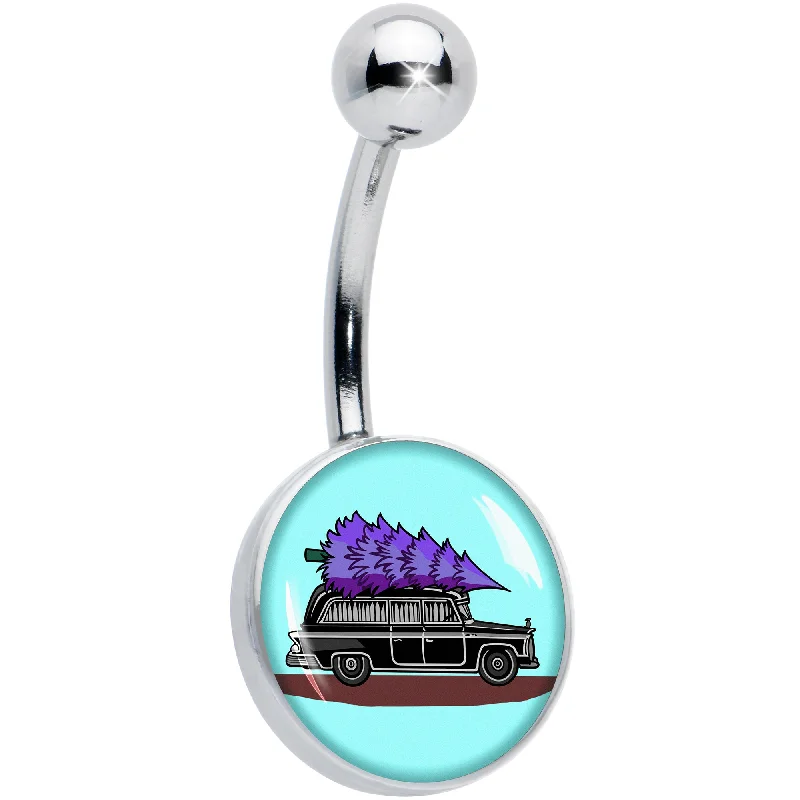 Designer Belly Rings for Glamorous Appeal -Holiday Christmas Hearse Belly Ring