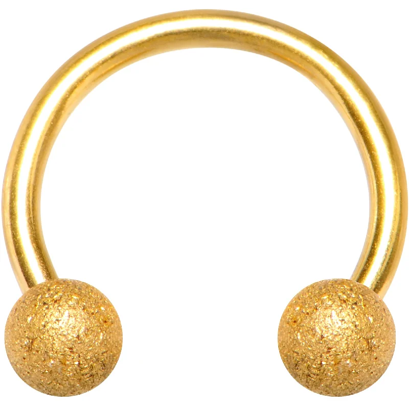 Women's Earrings – Elegant Designs for Every Personality--18 Gauge 5/16 Gold Color PVD Textured Horseshoe Circular Barbell