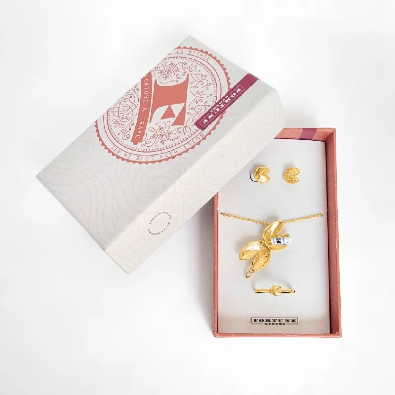 Shop Classic Women's Necklaces & Pendants with a Modern Twist-Fortune Cookie Gift Set - Gold Shop Classic Women's Necklaces & Pendants with a Modern Twist-Fortune Cookie Gift Set - Gold