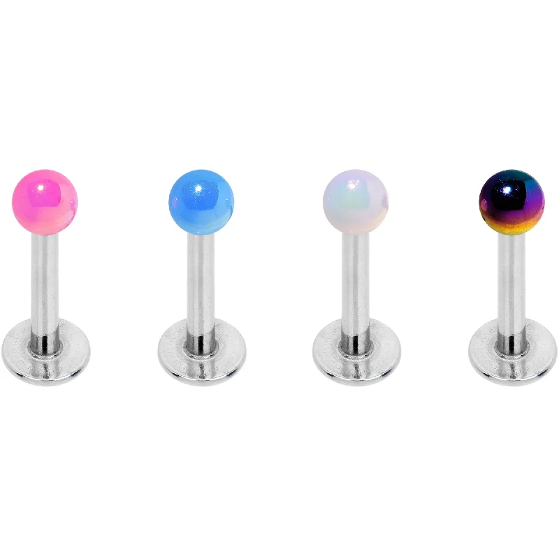 Women's Earrings – Elegant Designs for Every Personality--Multi Color Pearlescent Acrylic Ball Labret Monroe Tragus Set of 4