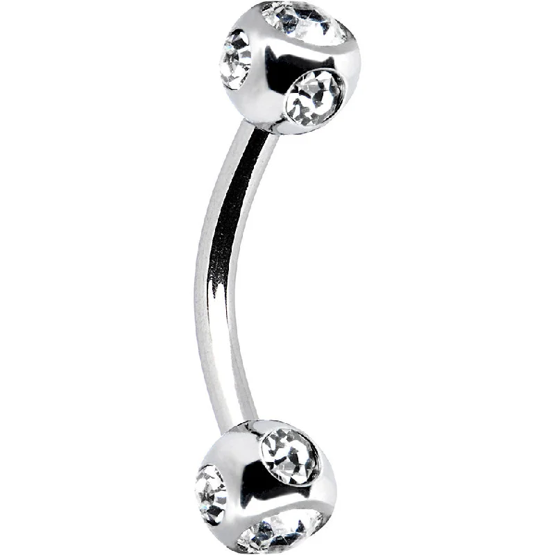 Women's Earrings – Elegant Designs for Every Personality--16 Gauge Clear Multi Gem Eyebrow Ring